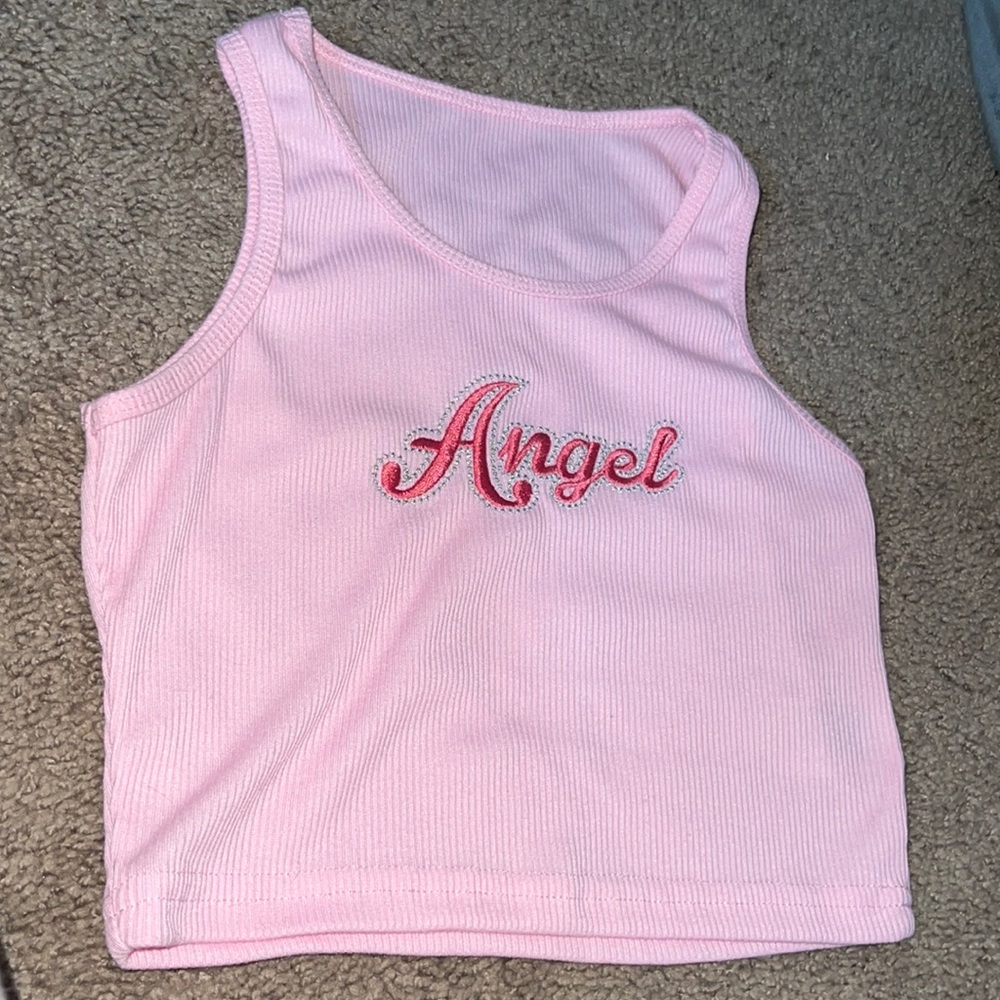 angel embroidered tank